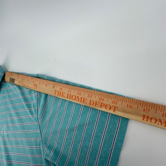 Rhoback Mens XL Teal Stripe Performance Golf Polo Shirt Dog Logo - Picture 8 of 11